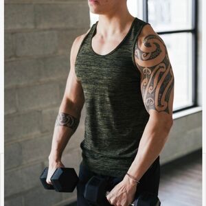 Zyia Active Green Space Dye Perforated Active Performance Tank Top Men's Size M